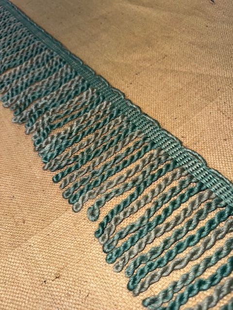 Upholstery Spectrum Heavy Bullion Fringe - Braided top Rope - Sea Green & Silver Mix