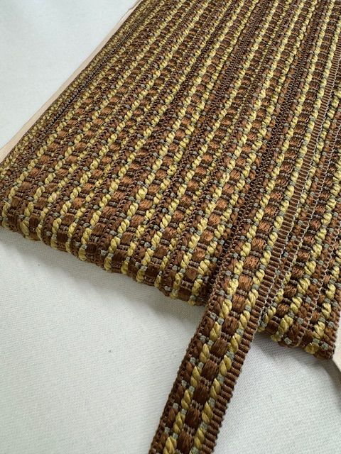 Upholstery Braid/Gimp Trim - Brown & Lime Mix - Soft Options upholstery trim