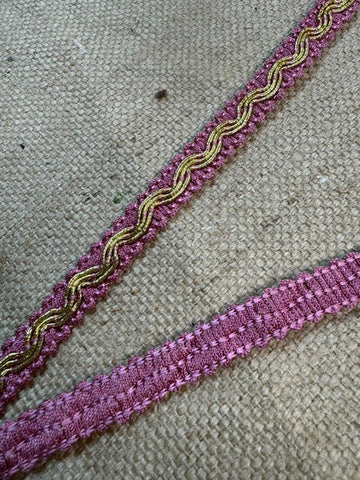 Upholstery Haberdashery Wide Decorative Braid - Raspberry Pink & Gold Detail