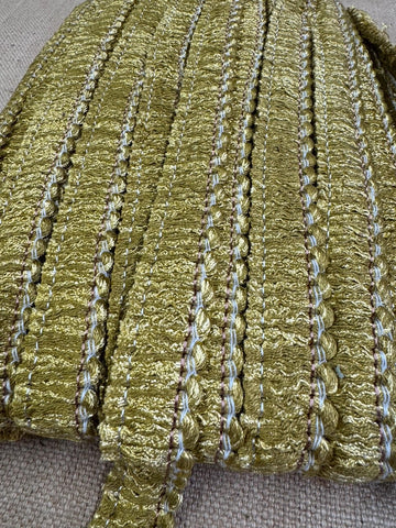 Polsterbürstenfranse/Rüschenborte – Goldgrün