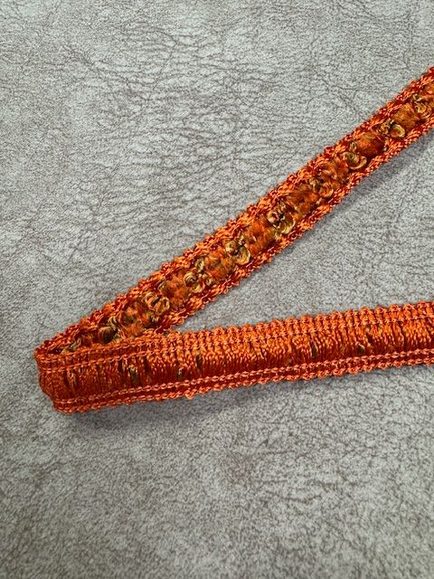 Upholstery Luxury Tufted Boucle Braid Trim - Orange Burst