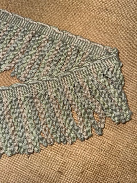 Upholstery Spectrum Heavy Bullion Fringe - Braided top Rope - Pastel Blue/Green & Taupe