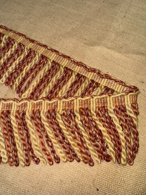 Upholstery Spectrum Heavy Bullion Fringe - Braided top Rope - Rusty Red/Orange/Yellow Mix
