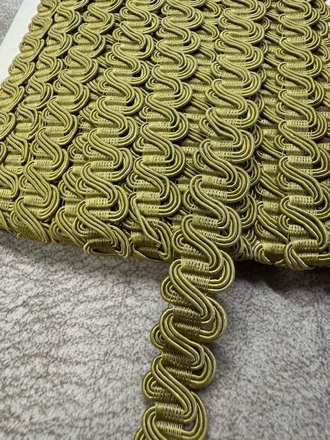 Upholstery Scroll Gimp/Braid Trim - Brass - Soft Options upholstery trim