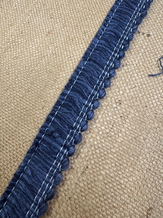 Upholstery Brush Fringe/ Ruche Trim - Marine Blue