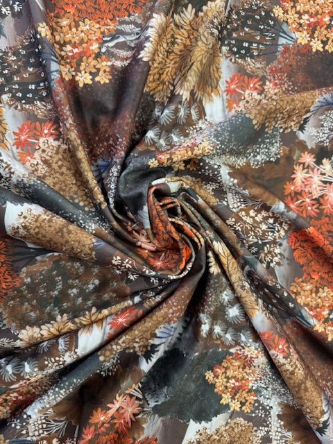 Forest Hill Autumn Printed Velvet Upholstery Fabric