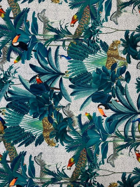 Daintree Natural Printed Velvet Upholstery Fabric