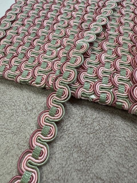 Upholstery Scroll Gimp/Braid Trim - Peppermint Pink - Soft Options upholstery trim