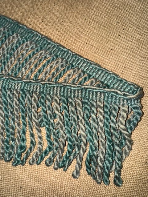 Upholstery Spectrum Heavy Bullion Fringe - Braided top Rope - Sea Green & Silver Mix