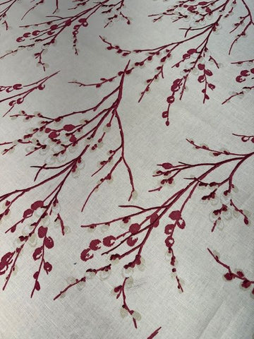 Laura Ashley Weidenkätzchen-Möbelstoff Leinen Preiselbeere
