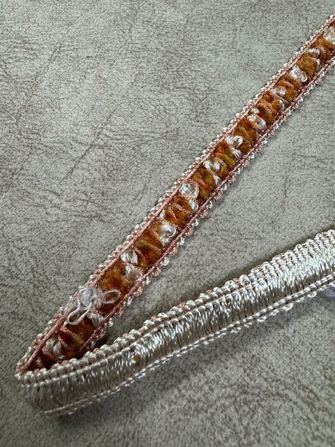 Upholstery Luxury Tufted Boucle Braid Trim - Sunset Orange