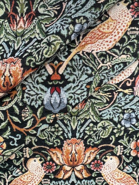Chatham Glyn William Morris Strawberry Thief Ebony Chenille Upholstery Fabric