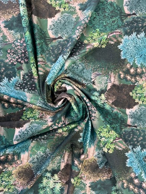 Forest Hill Meadow Printed Velvet Upholstery Fabric