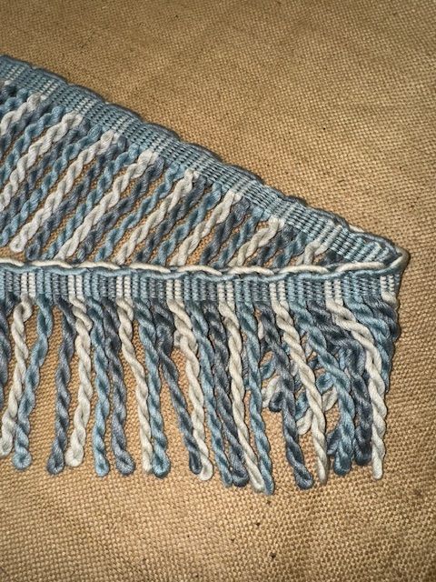 Upholstery Spectrum Heavy Bullion Fringe - Braided top Rope - Sky Blue & White Mix