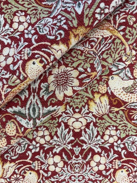 Chatham Glyn William Morris Strawberry Thief Wine Chenille Upholstery Fabric