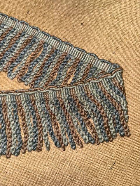 Upholstery Spectrum Heavy Bullion Fringe - Braided top Rope - Smoky Blue & Brown Mix