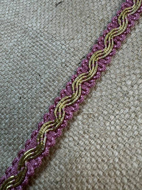 Upholstery Haberdashery Wide Decorative Braid - Raspberry Pink & Gold Detail