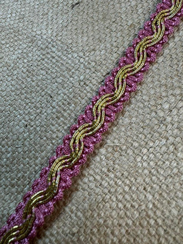 Upholstery Haberdashery Wide Decorative Braid - Raspberry Pink & Gold Detail