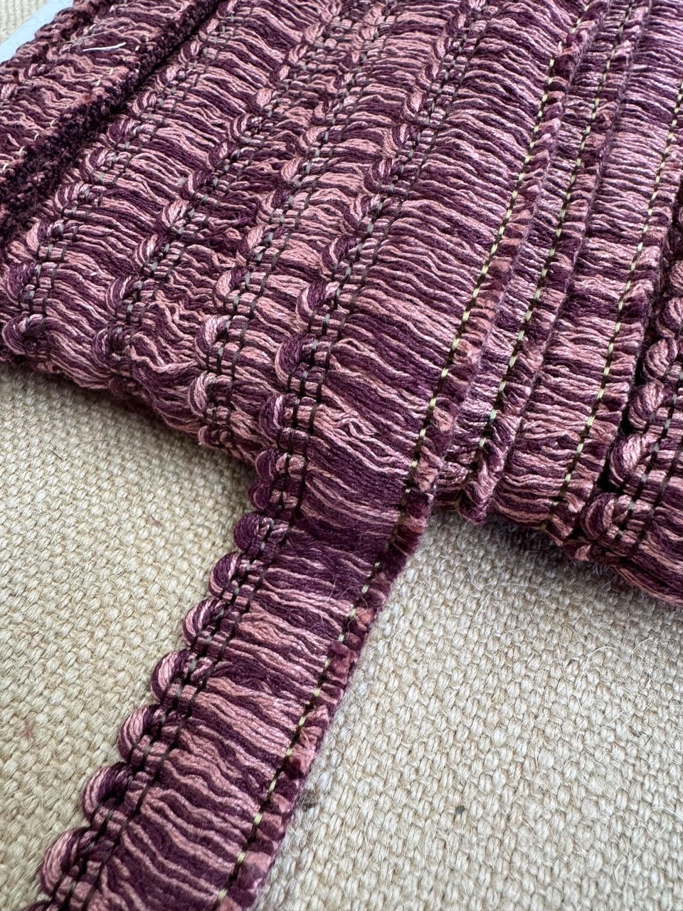 Upholstery Brush Fringe/ Ruche Trim - Heather Purple