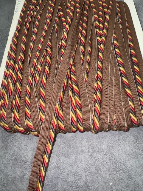 Upholstery Flanged Cord - Red/Gold & Brown Mix - Soft Options upholstery trim