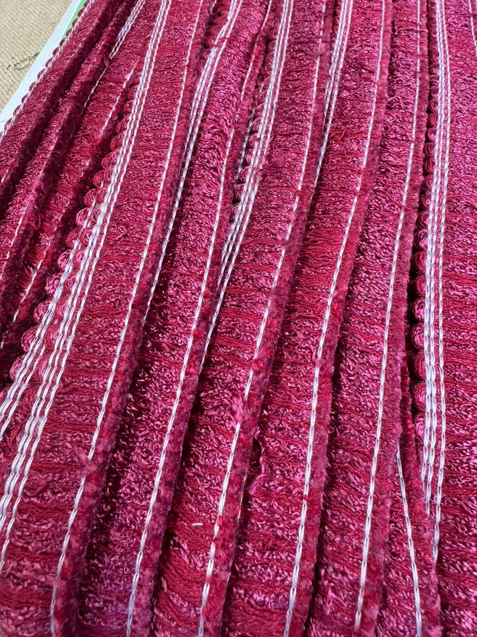 Upholstery Brush Fringe/ Ruche Trim - Cherry Pink - Soft Options upholstery trim