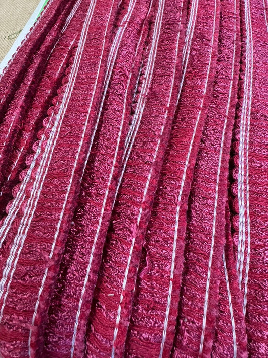 Upholstery Brush Fringe/ Ruche Trim - Cherry Pink - Soft Options upholstery trim
