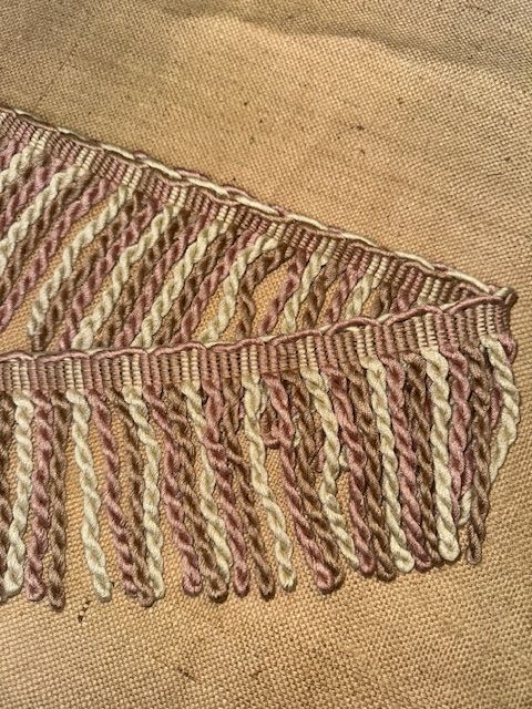 Upholstery Spectrum Heavy Bullion Fringe - Braided top Rope - Dusty Pink/Brown & Beige Mix