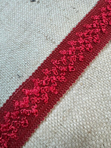 Upholstery Haberdashery Wide Decorative Braid - Cherry Red Boucle