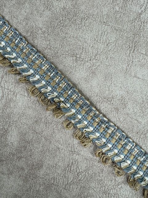 Upholstery Wide Braided Looped Fringe - French Blue & Gold