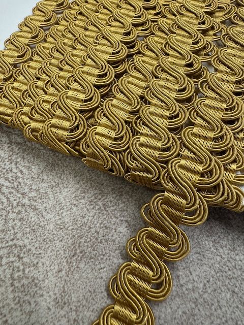 Upholstery Scroll Gimp/Braid Trim - Old Gold