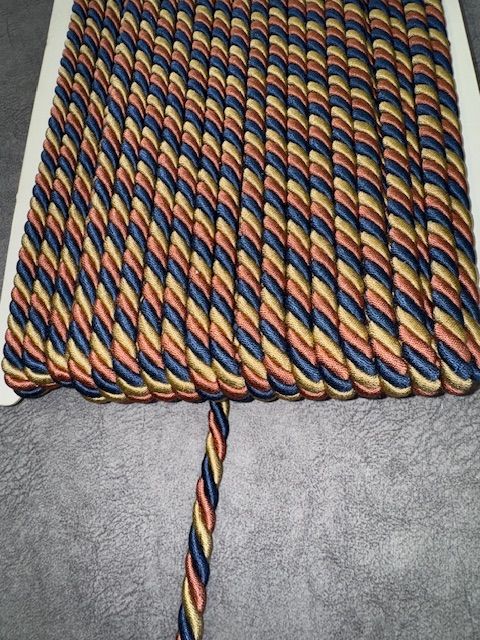 Upholstery Decorative Finishing Cord - Egyptian Gold / Blue & Rust Mix