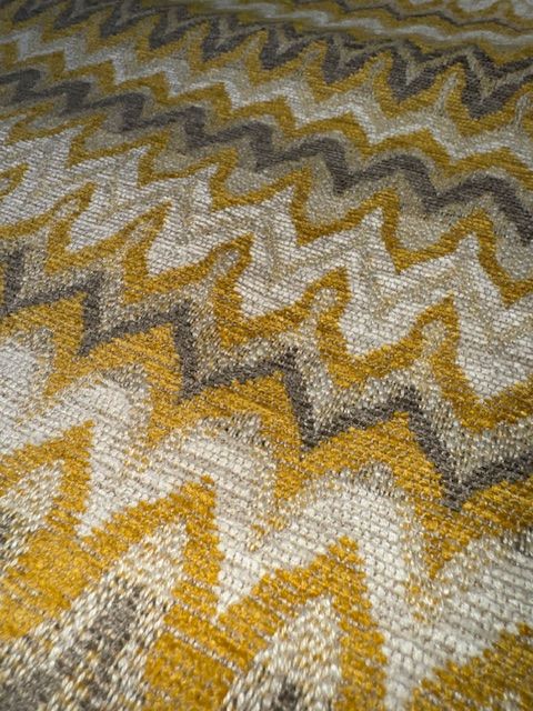 Gold & Grey Flame Heavy Weave Upholstery Fabric