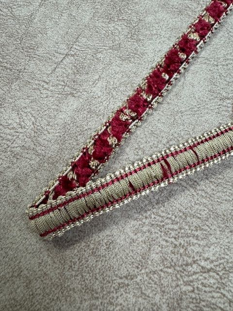 Upholstery Luxury Tufted Boucle Braid Trim - Rich Burgundy