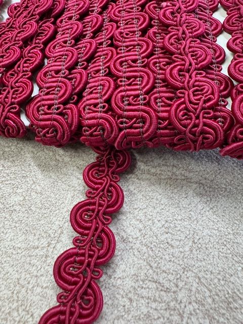 Upholstery Scroll Gimp/Braid Trim - Burgundy
