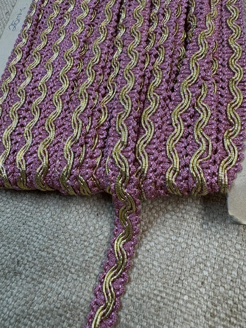 Upholstery Haberdashery Wide Decorative Braid - Raspberry Pink & Gold Detail