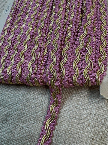 Upholstery Haberdashery Wide Decorative Braid - Raspberry Pink & Gold Detail