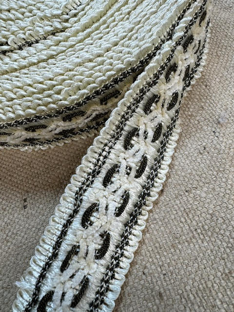Upholstery Haberdashery Extra Wide Decorative Braid/Ribbon - Cream/Brass Woven