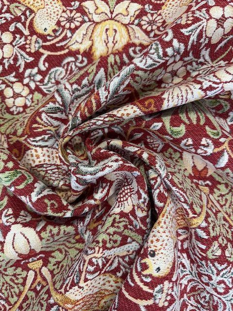 Chatham Glyn William Morris Strawberry Thief Wine Chenille Upholstery Fabric