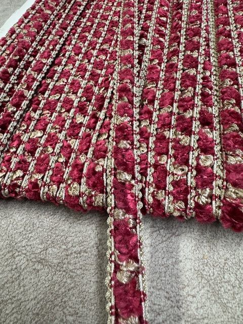 Upholstery Luxury Tufted Boucle Braid Trim - Rich Burgundy - Soft Options upholstery trim