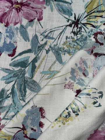 Laura Ashley Cosmos Off-white Grau Leinen Polsterstoff