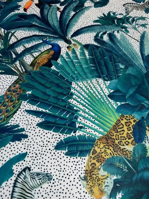 Daintree Natural Printed Velvet Upholstery Fabric