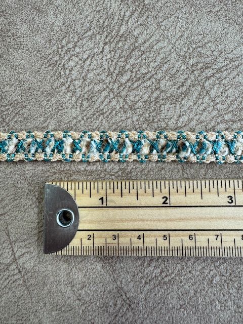 Upholstery Luxury Tufted Boucle Braid Trim - Teal Pearl Mix