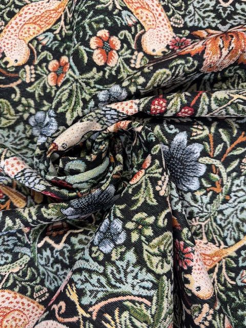 Chatham Glyn William Morris Strawberry Thief Ebony Chenille Upholstery Fabric