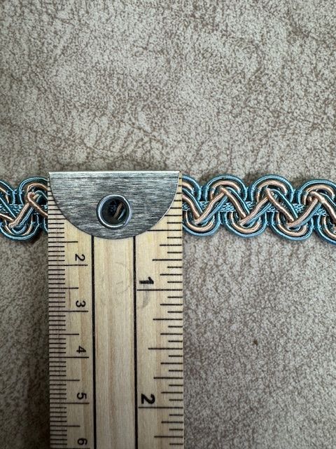 Upholstery Scroll Gimp/Braid Trim - Blue/Apricot