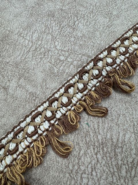 Upholstery Wide Braided Looped Fringe - Brown Multi