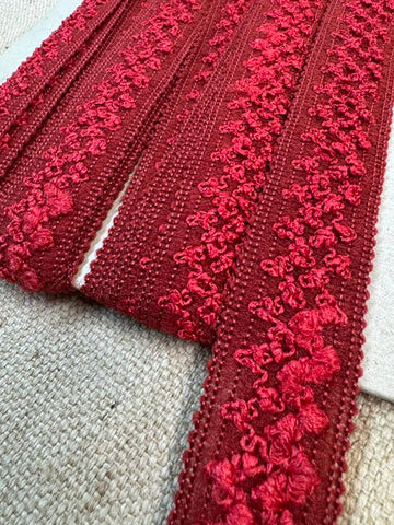 Upholstery Haberdashery Wide Decorative Braid - Cherry Red Boucle