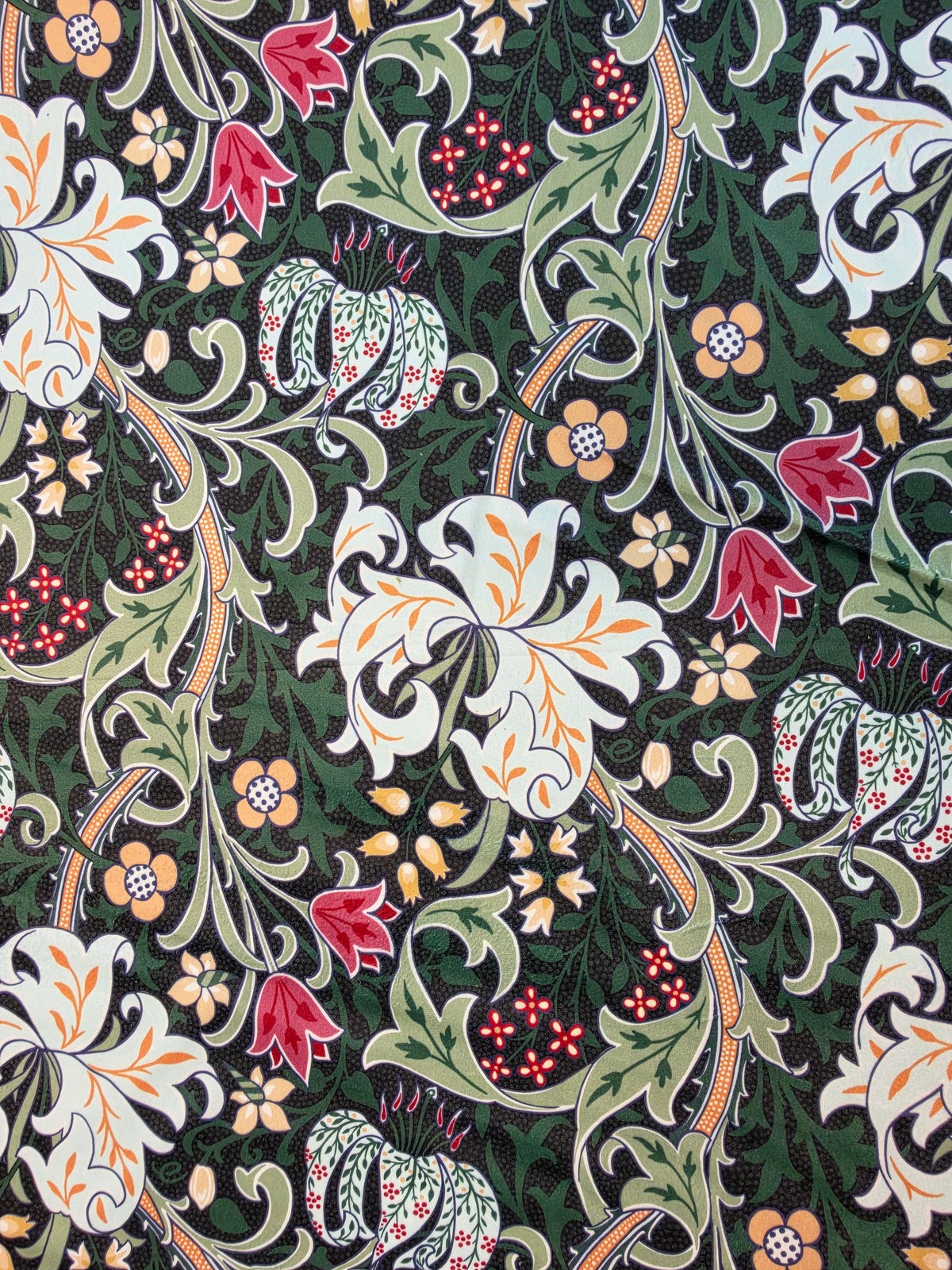 Chatham Glyn Golden Lily Nocturn Printed Velvet Upholstery Fabric