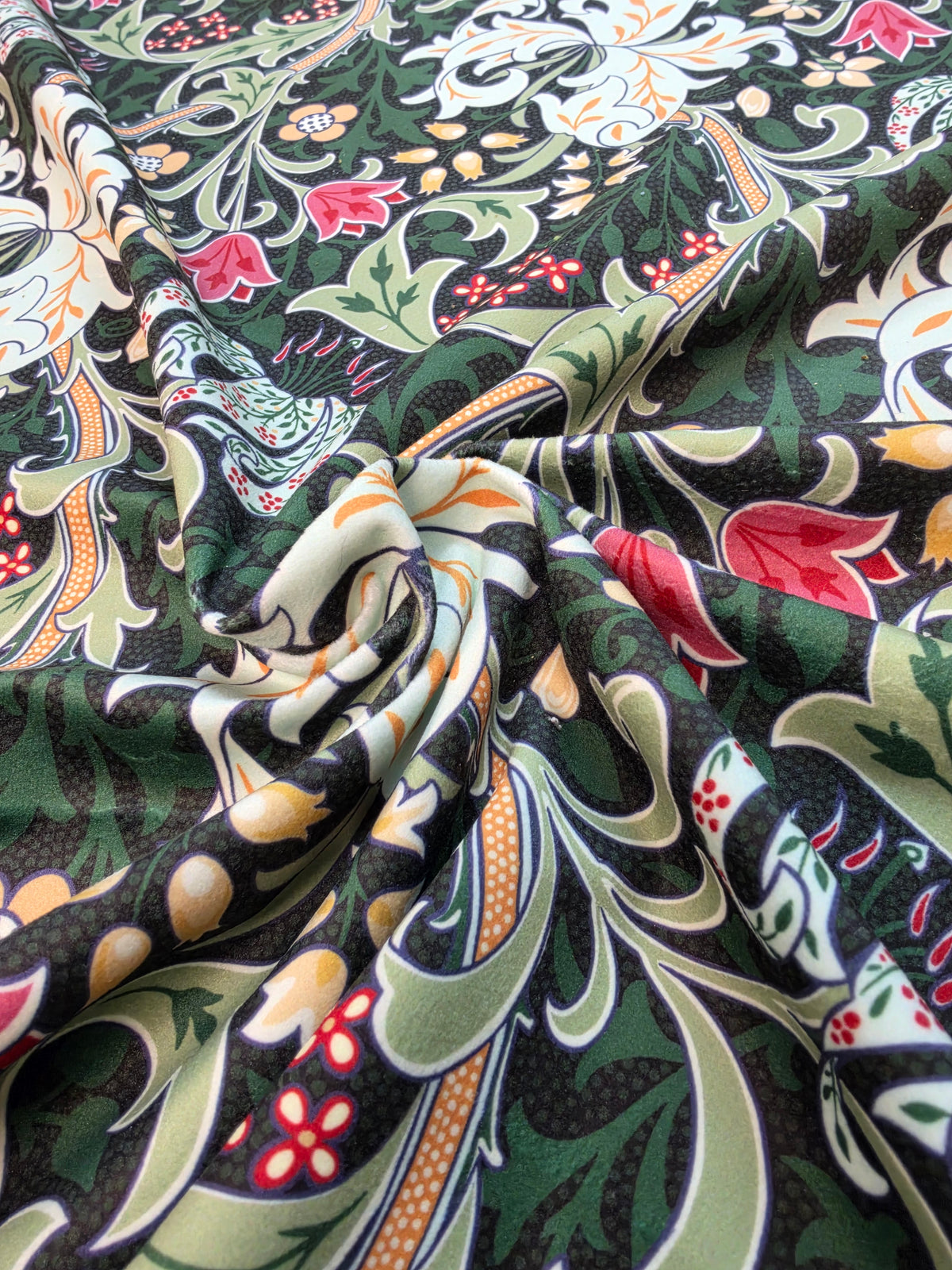 Chatham Glyn Golden Lily Nocturn Printed Velvet Upholstery Fabric