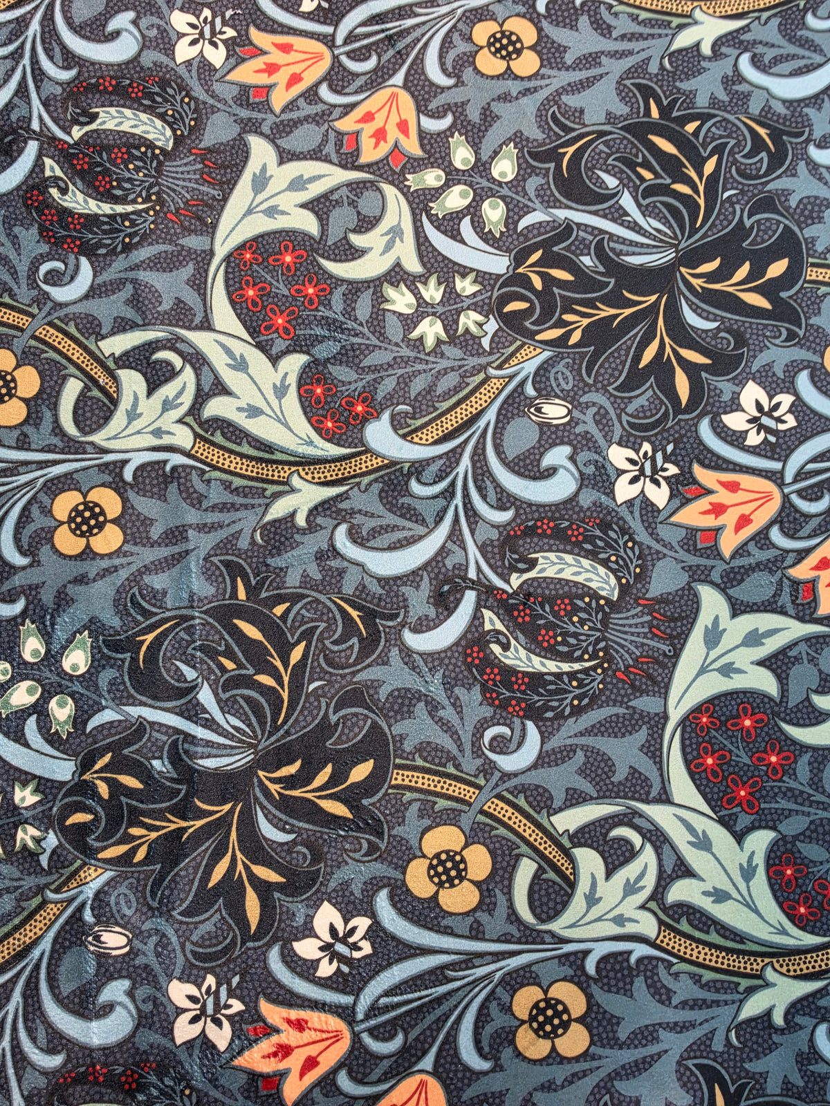 Chatham Glyn Golden Lily Ember Printed Velvet Upholstery Fabric