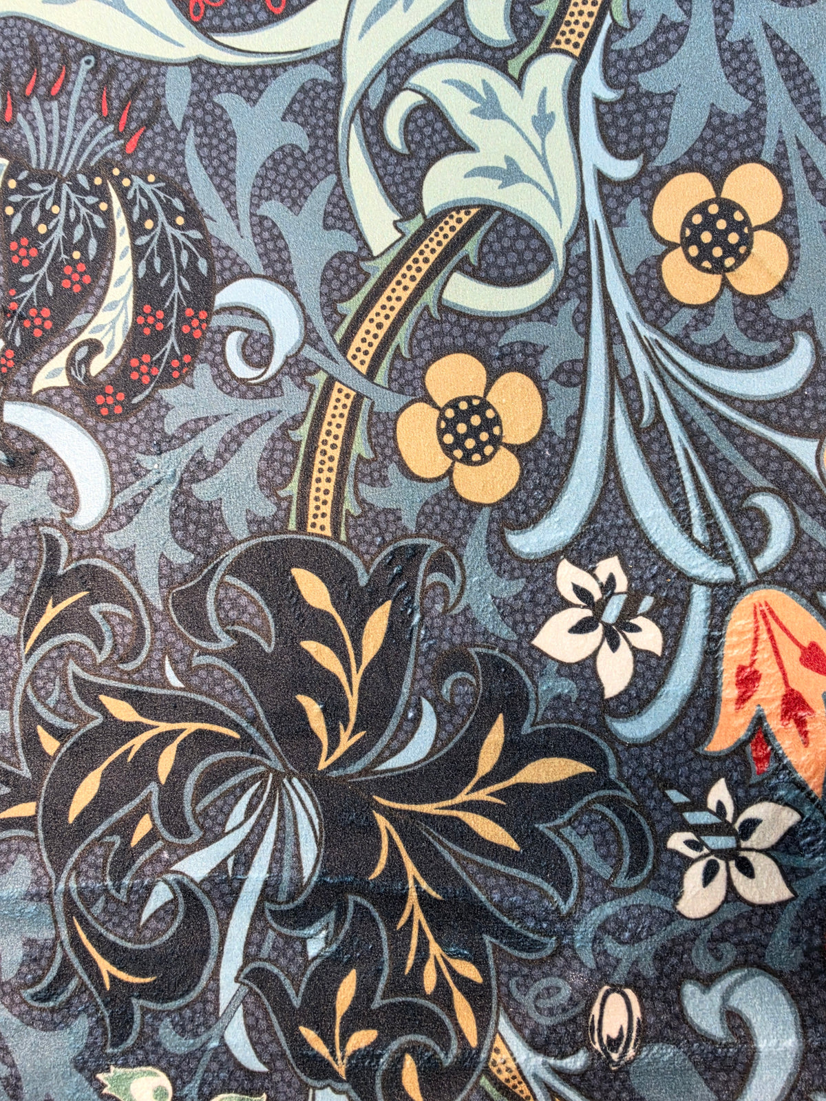Chatham Glyn Golden Lily Ember Printed Velvet Upholstery Fabric